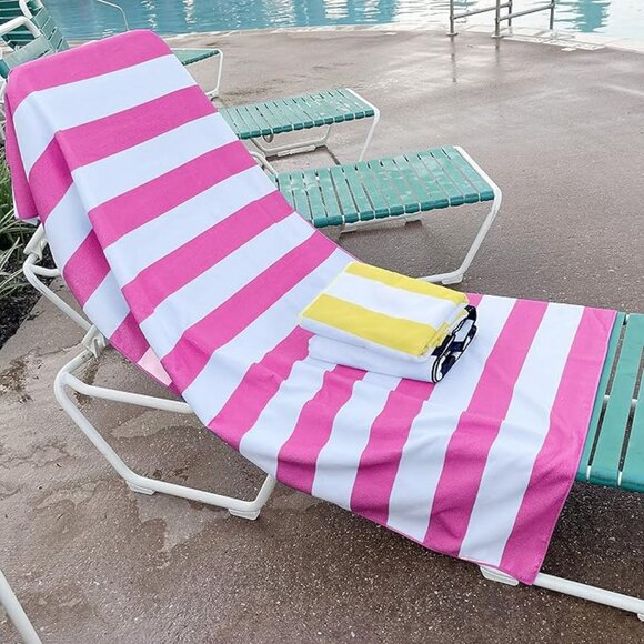 Oversize 40x70 Inch (1x1.8M) Cabana Stripe Design Microfiber Beach Towel - Picture 3 of 6